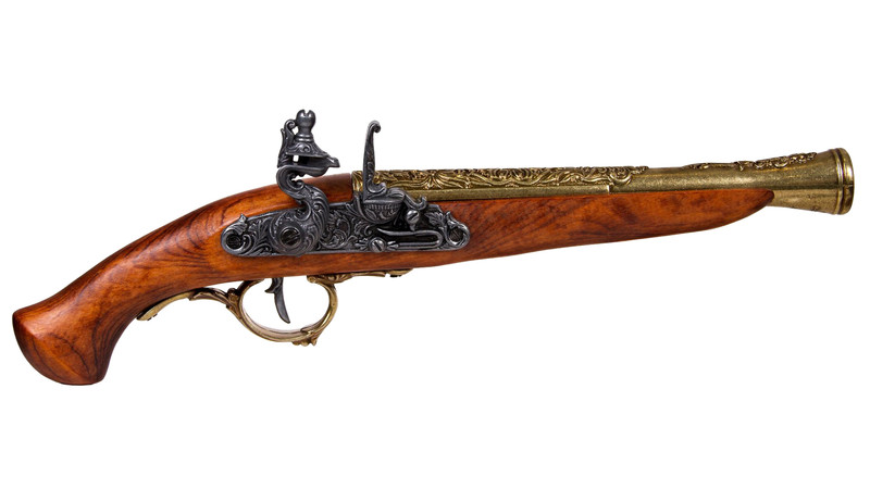 Replika Pištol kresadlová Nemecko 18.stol. zlatá