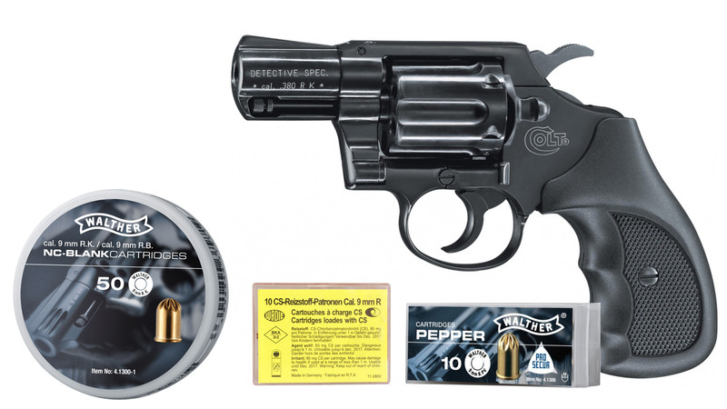 Plynový revolver Colt Detective Special čierny plast kal.9mm SET